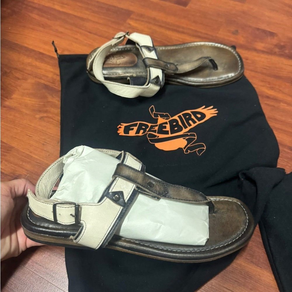 Women’s Freebird Tan and Cream Leather Sandals